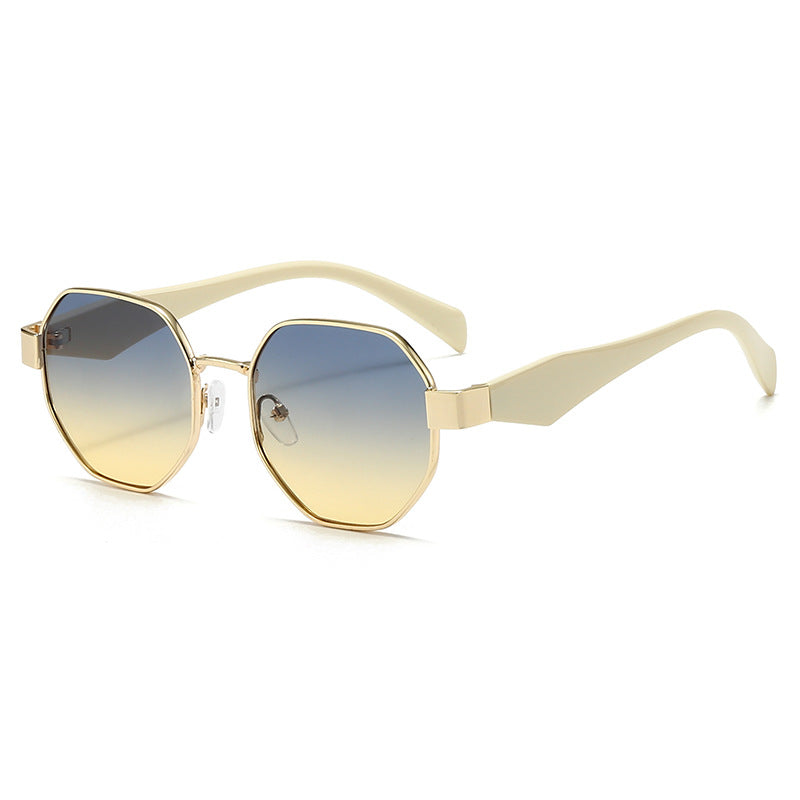 Polygonal Metal Frame Gradient Sunglasses - view 6
