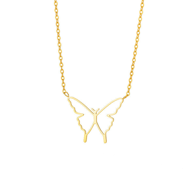 Openwork Butterfly Pendant Necklace - Gold