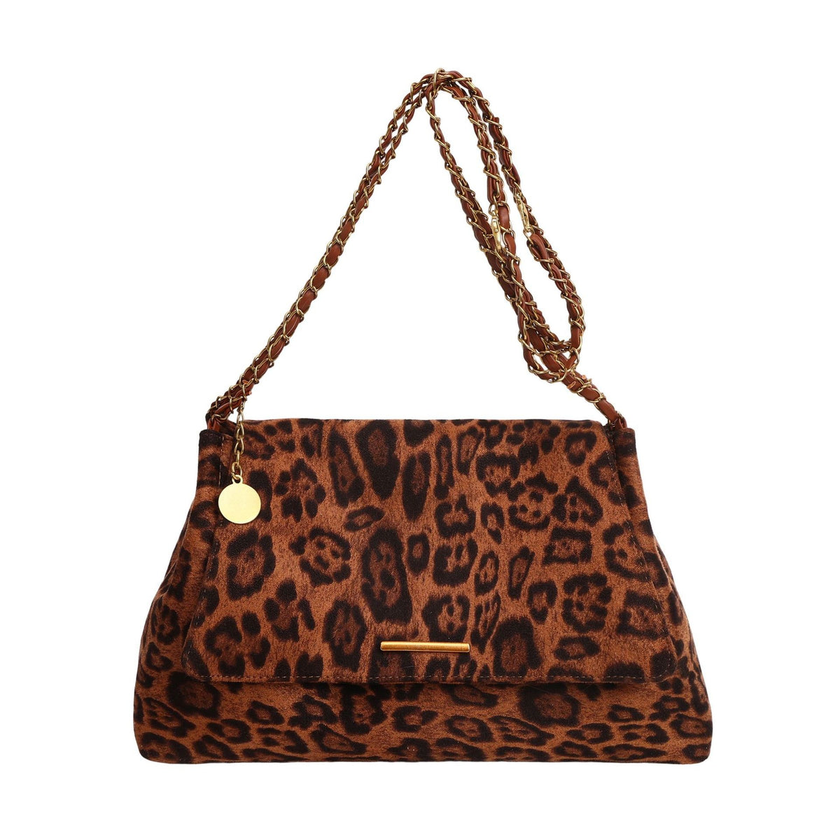 Leopard Print Slouchy Chain Shoulder Bag