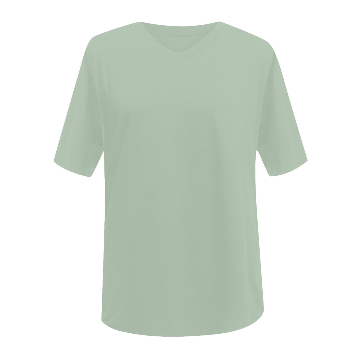 Oversized V Neck Half Sleeve Cotton Tee - BeanGreen