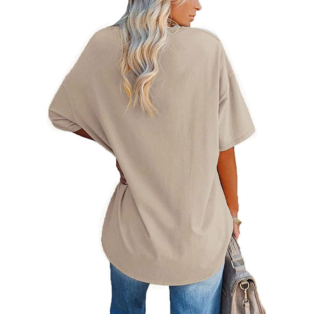 Oversized V Neck Half Sleeve Cotton Tee