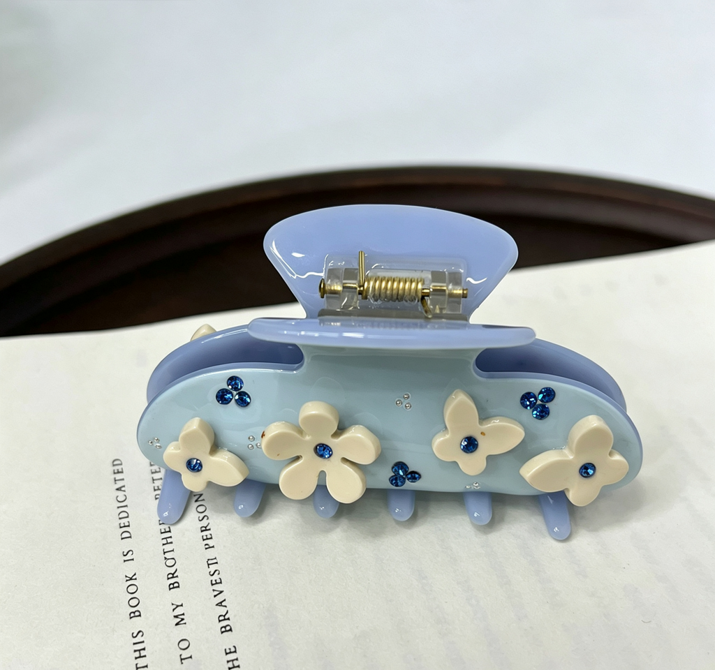 Embellished Acetate Hair Claw Clip with Rhinestones - Color_01