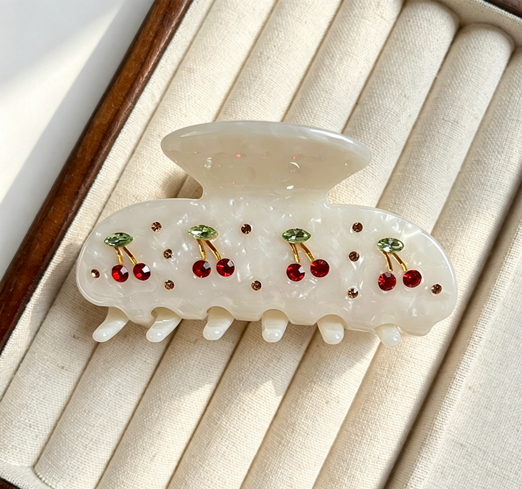 Embellished Acetate Hair Claw Clip with Rhinestones - Color_08