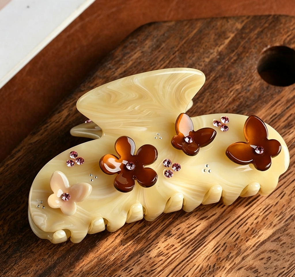 Embellished Acetate Hair Claw Clip with Rhinestones - Color_15
