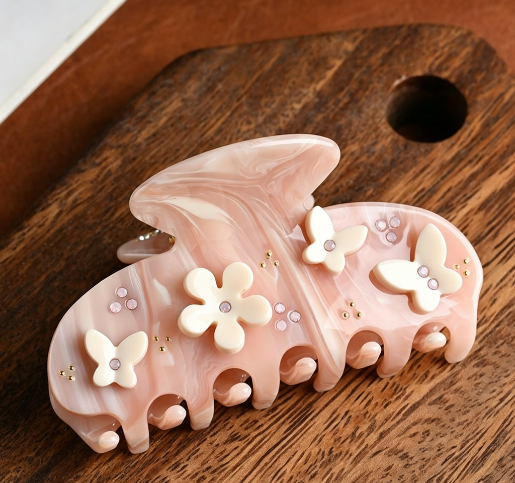 Embellished Acetate Hair Claw Clip with Rhinestones - Color_17