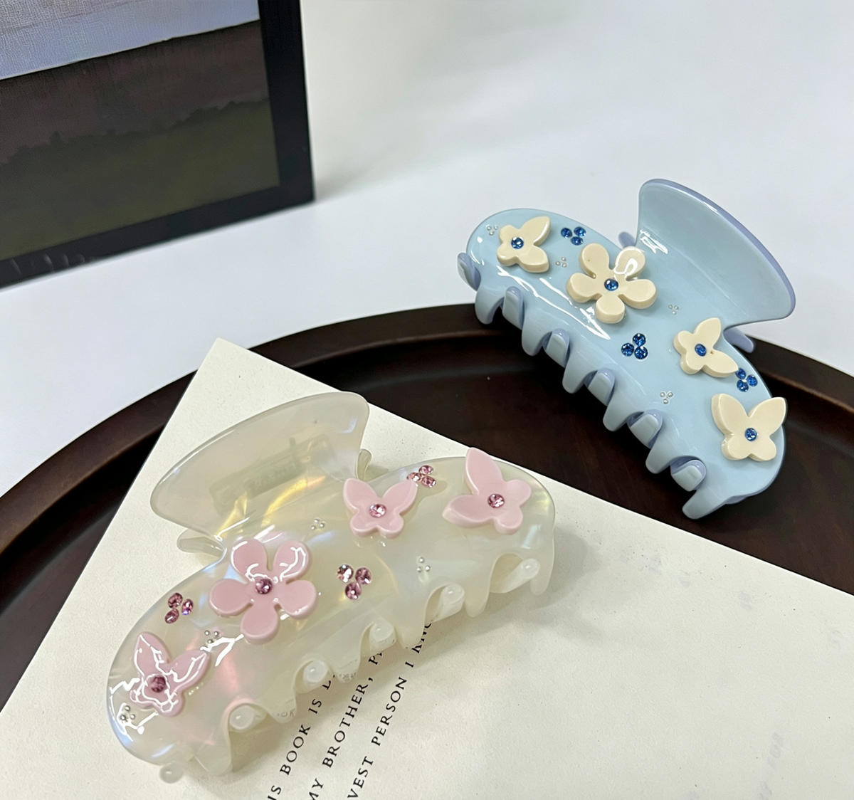 Embellished Acetate Hair Claw Clip with Rhinestones