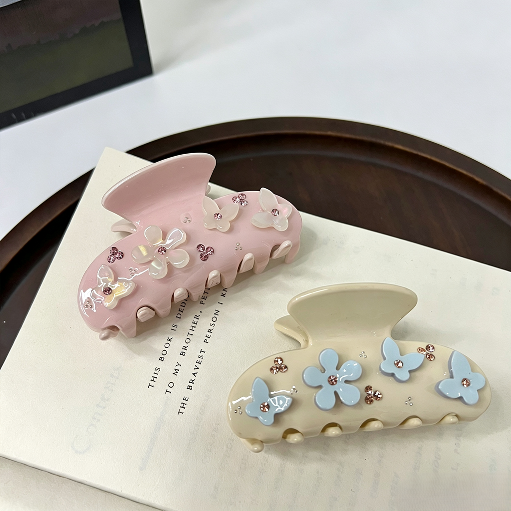 Embellished Acetate Hair Claw Clip with Rhinestones - view 1