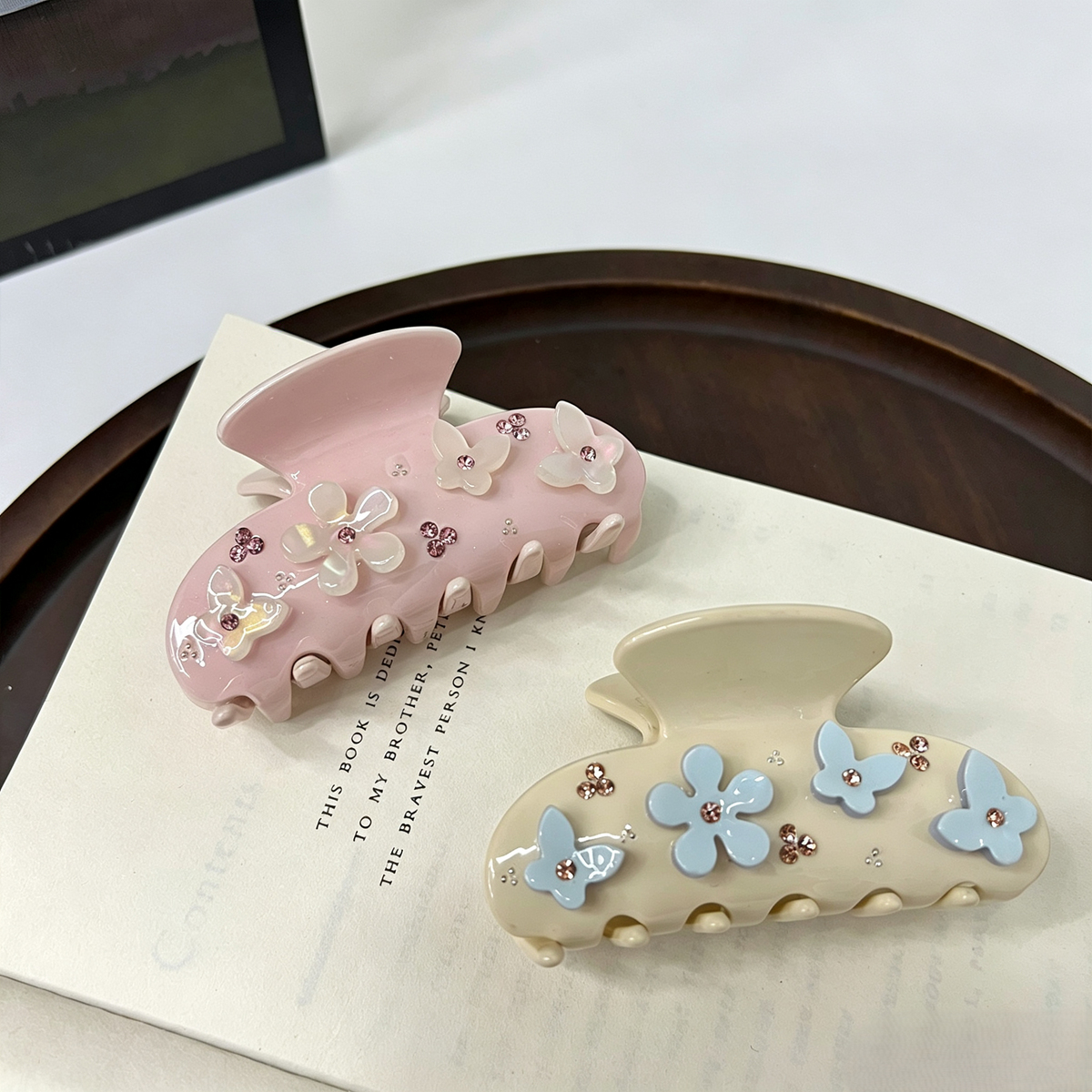 Embellished Acetate Hair Claw Clip with Rhinestones - view 1