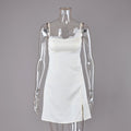 Satin Lace Trim Tie Back Mini Slip Nightgown - Ivory