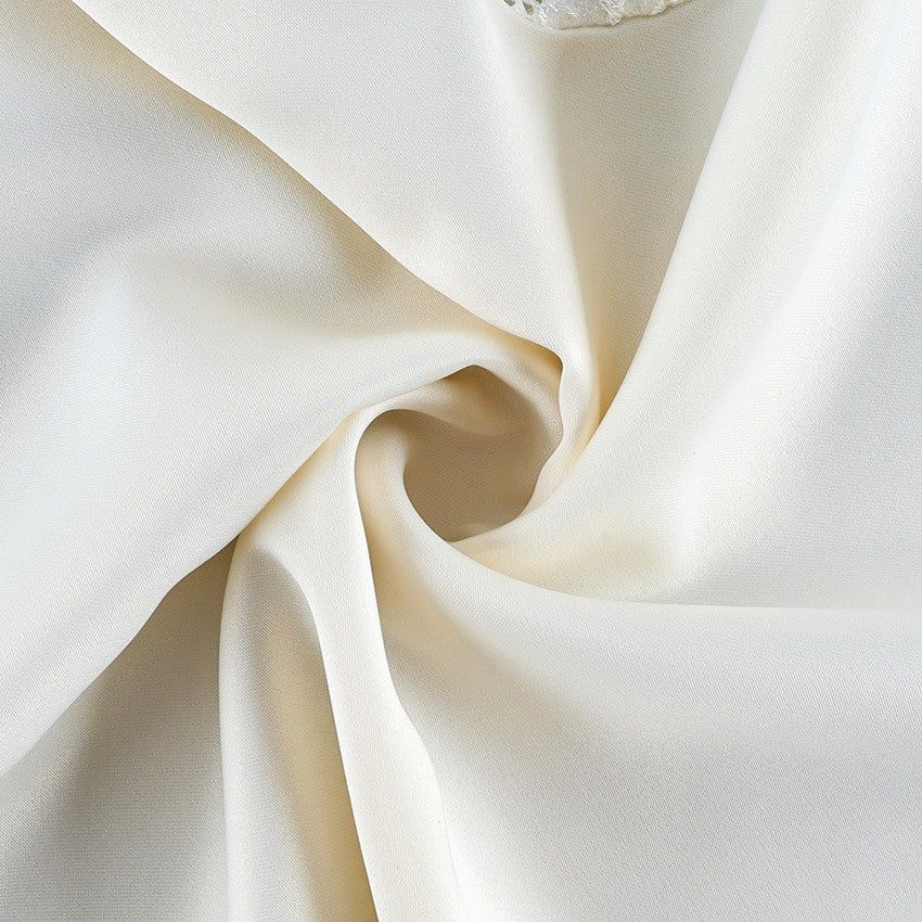 Satin Lace Trim Tie Back Mini Slip Nightgown