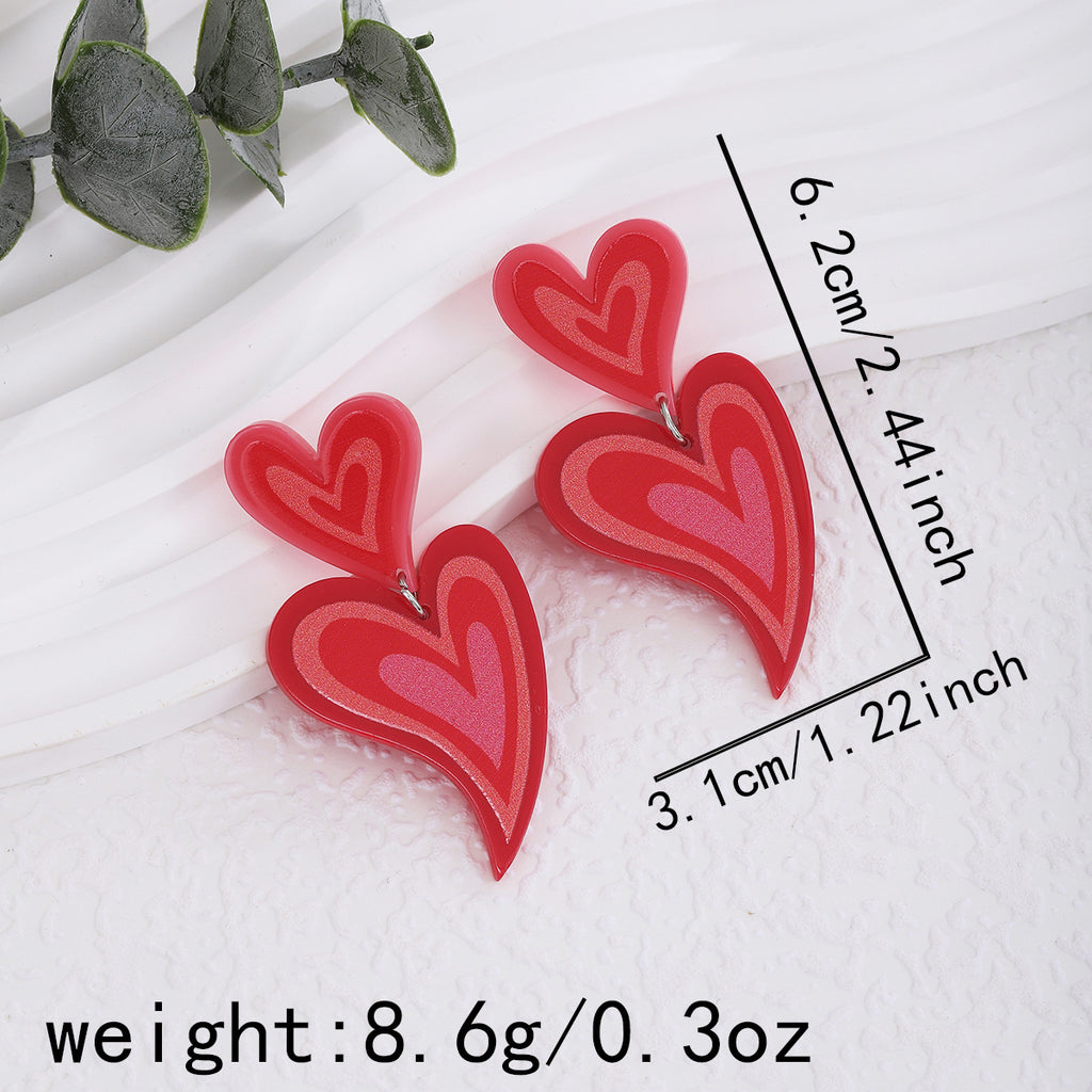 Glitter Heart Slogan Drop Earrings - NO-1