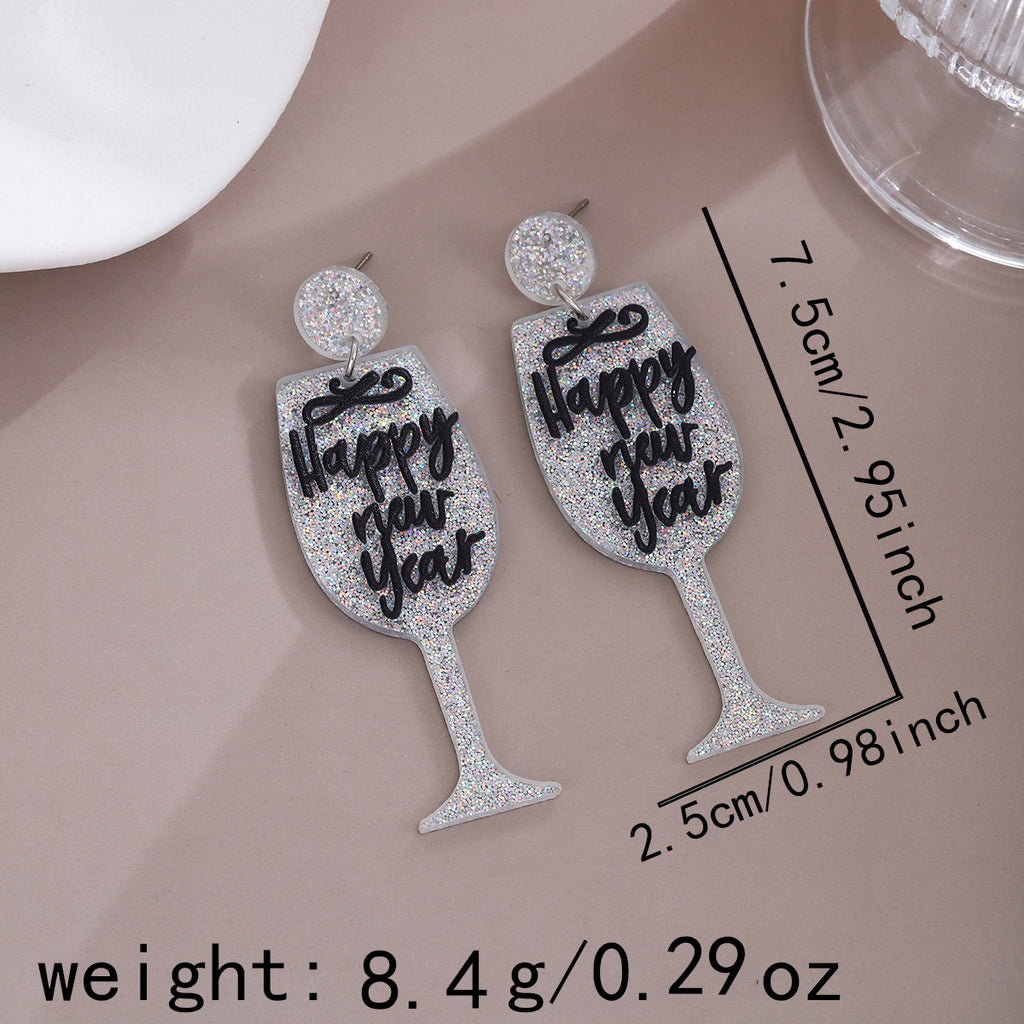 Glitter Heart Slogan Drop Earrings - NO-11