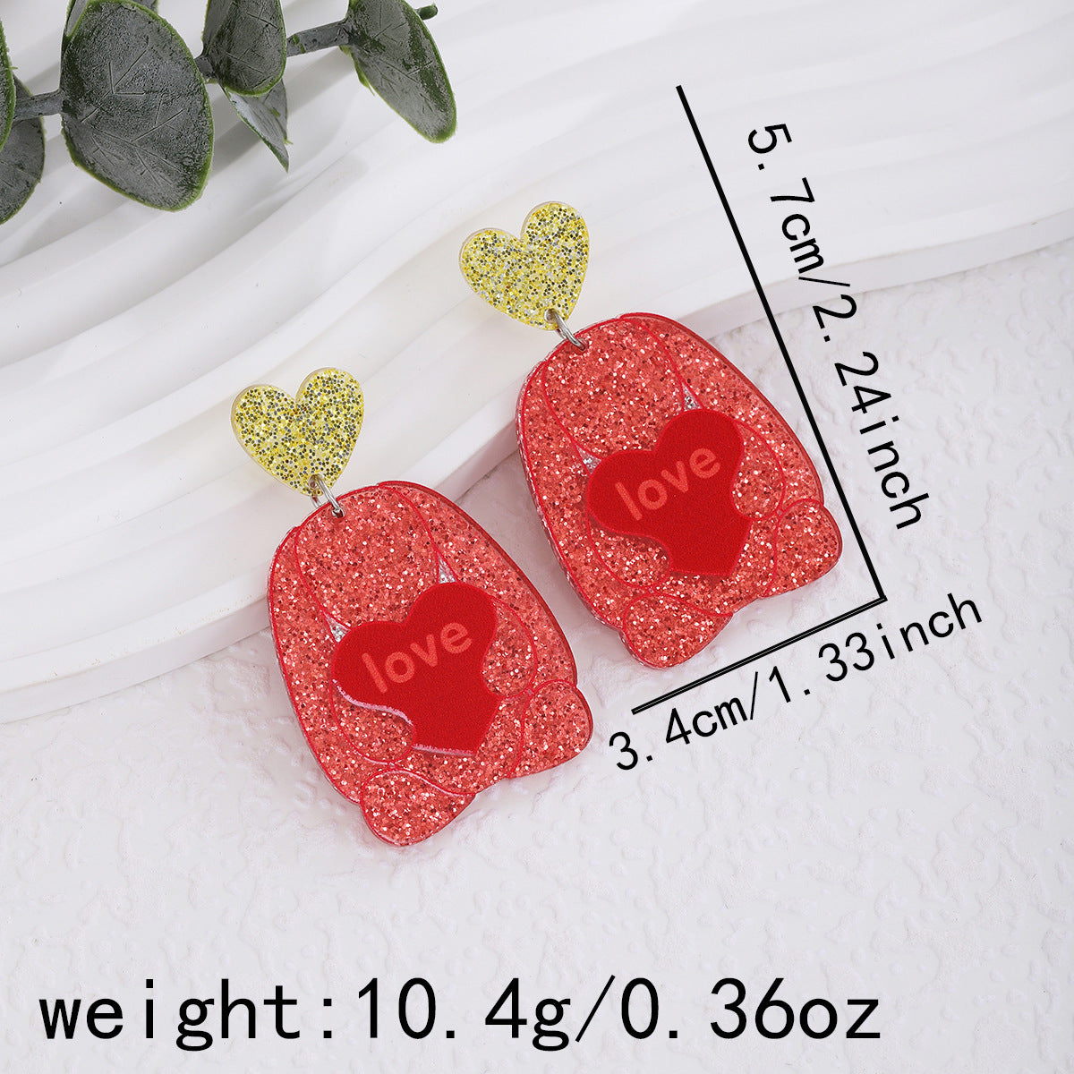 Glitter Heart Slogan Drop Earrings - NO-2