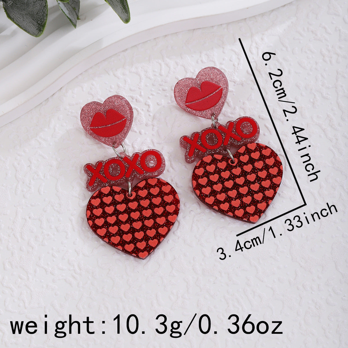 Glitter Heart Slogan Drop Earrings - NO-8