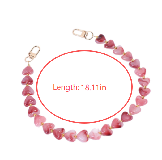 Translucent Heart Bead Swivel Clasp Purse Strap - Wine_Red - 1