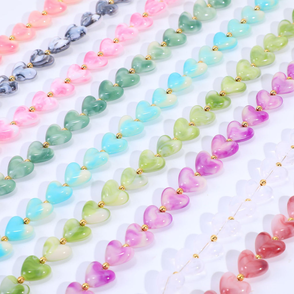 Translucent Heart Bead Swivel Clasp Purse Strap - view 1