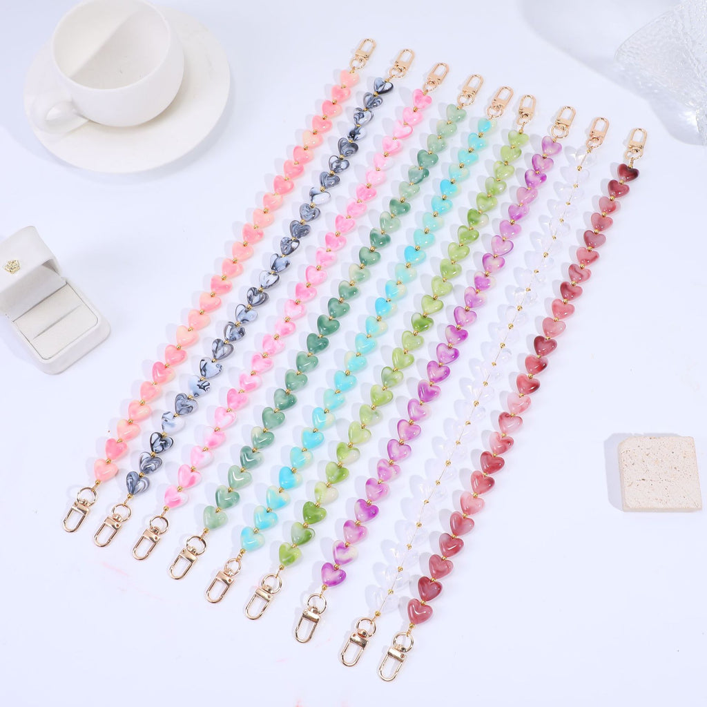 Translucent Heart Bead Swivel Clasp Purse Strap - view 2