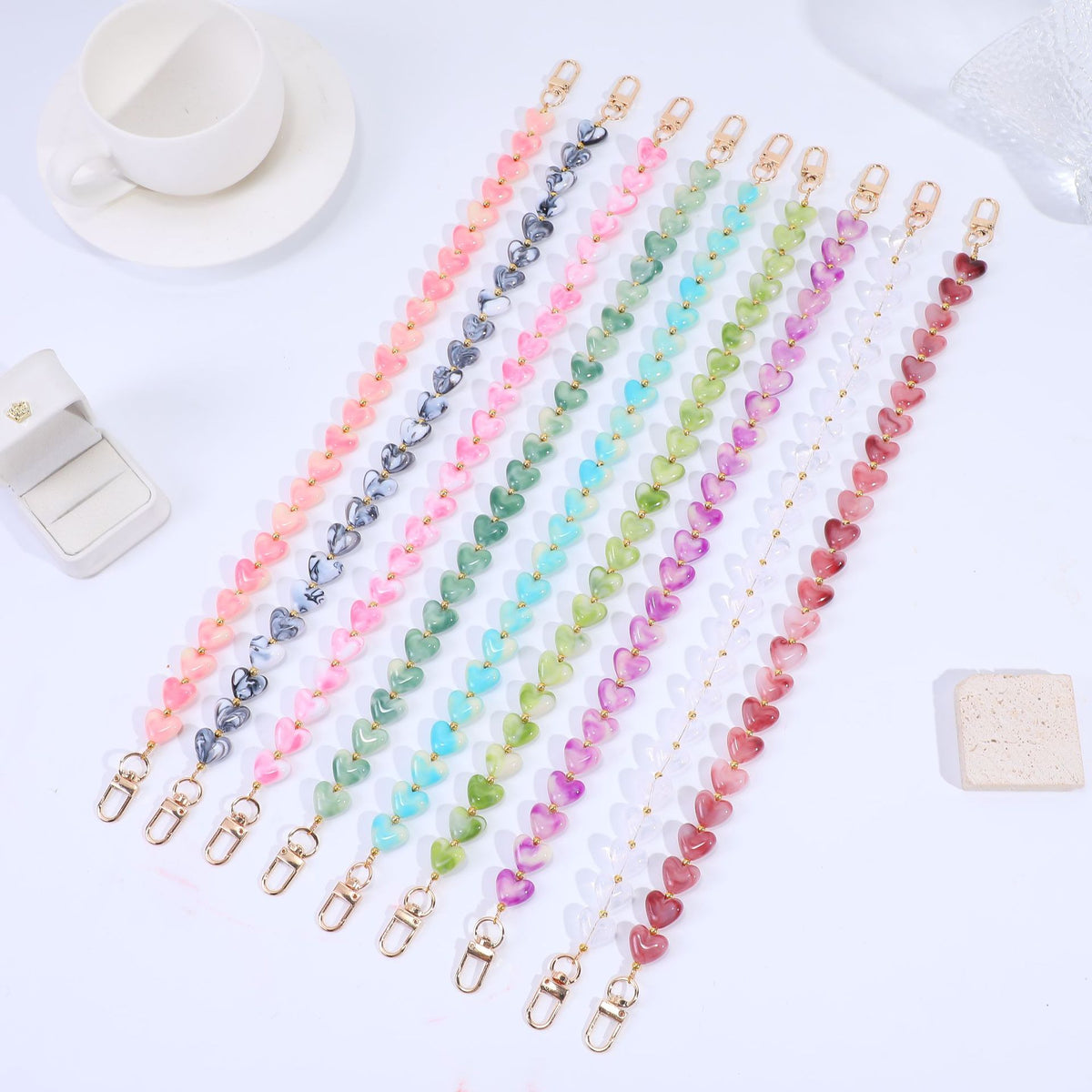 Translucent Heart Bead Swivel Clasp Purse Strap - view 2