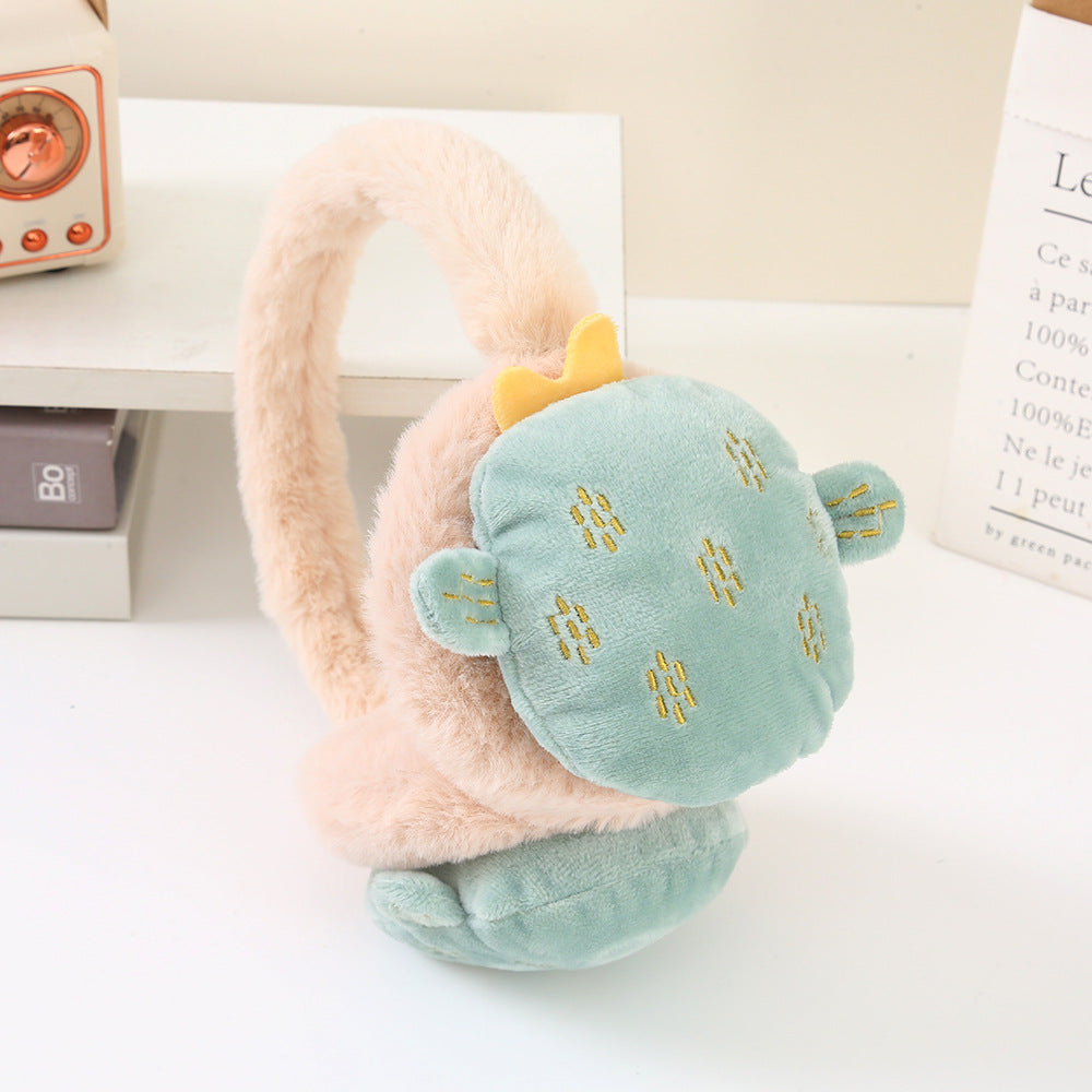 Plush Fruit Foldable Winter Earmuffs - cactus