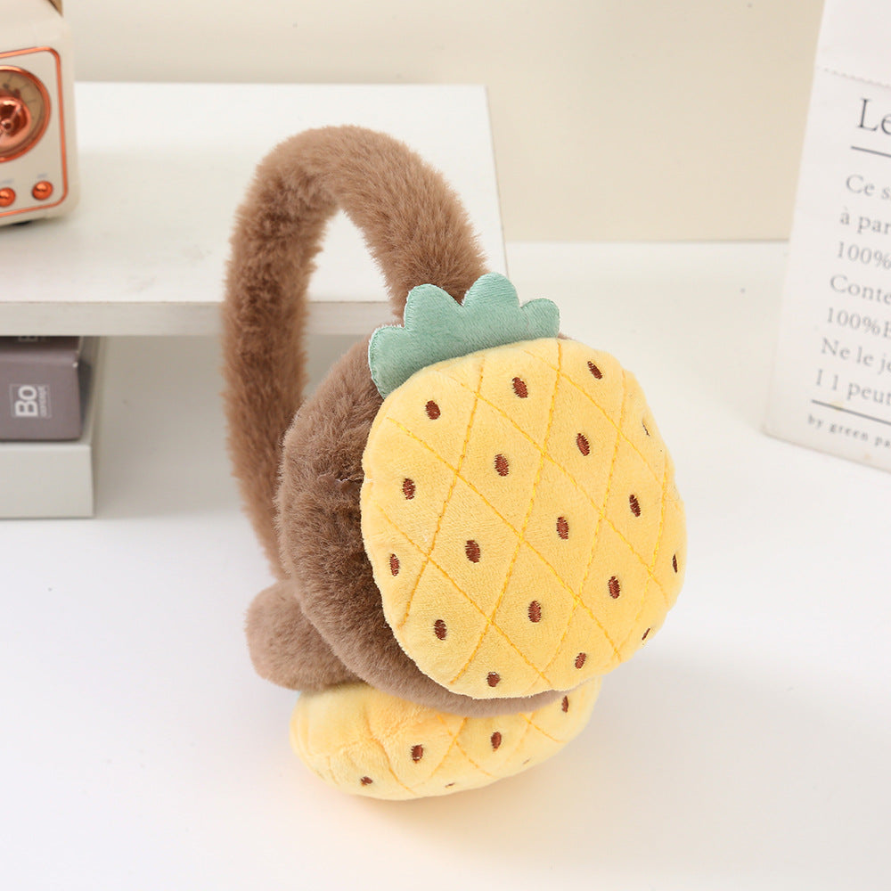Plush Fruit Foldable Winter Earmuffs - pineapple