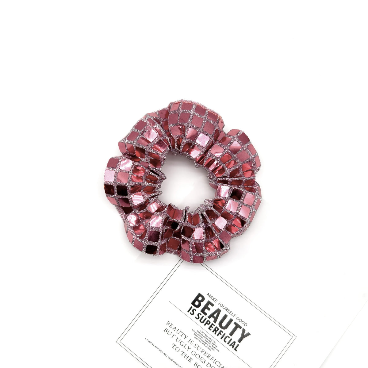 Square Sequin Party Hair Scrunchie - Pink