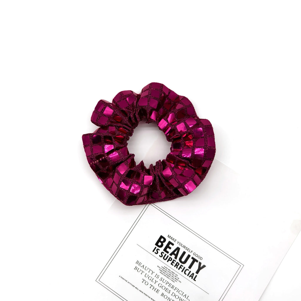 Square Sequin Party Hair Scrunchie - RoseRed