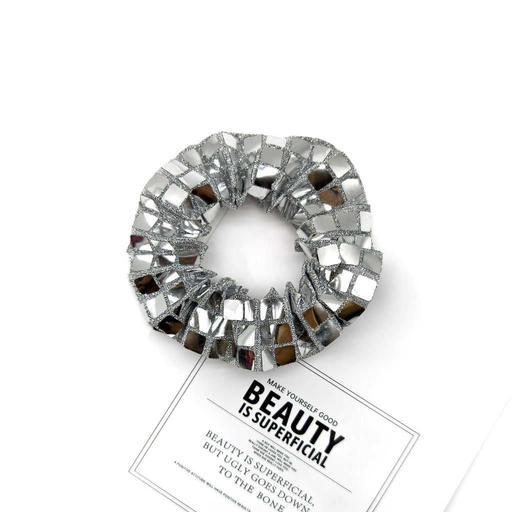 Square Sequin Party Hair Scrunchie - Silver