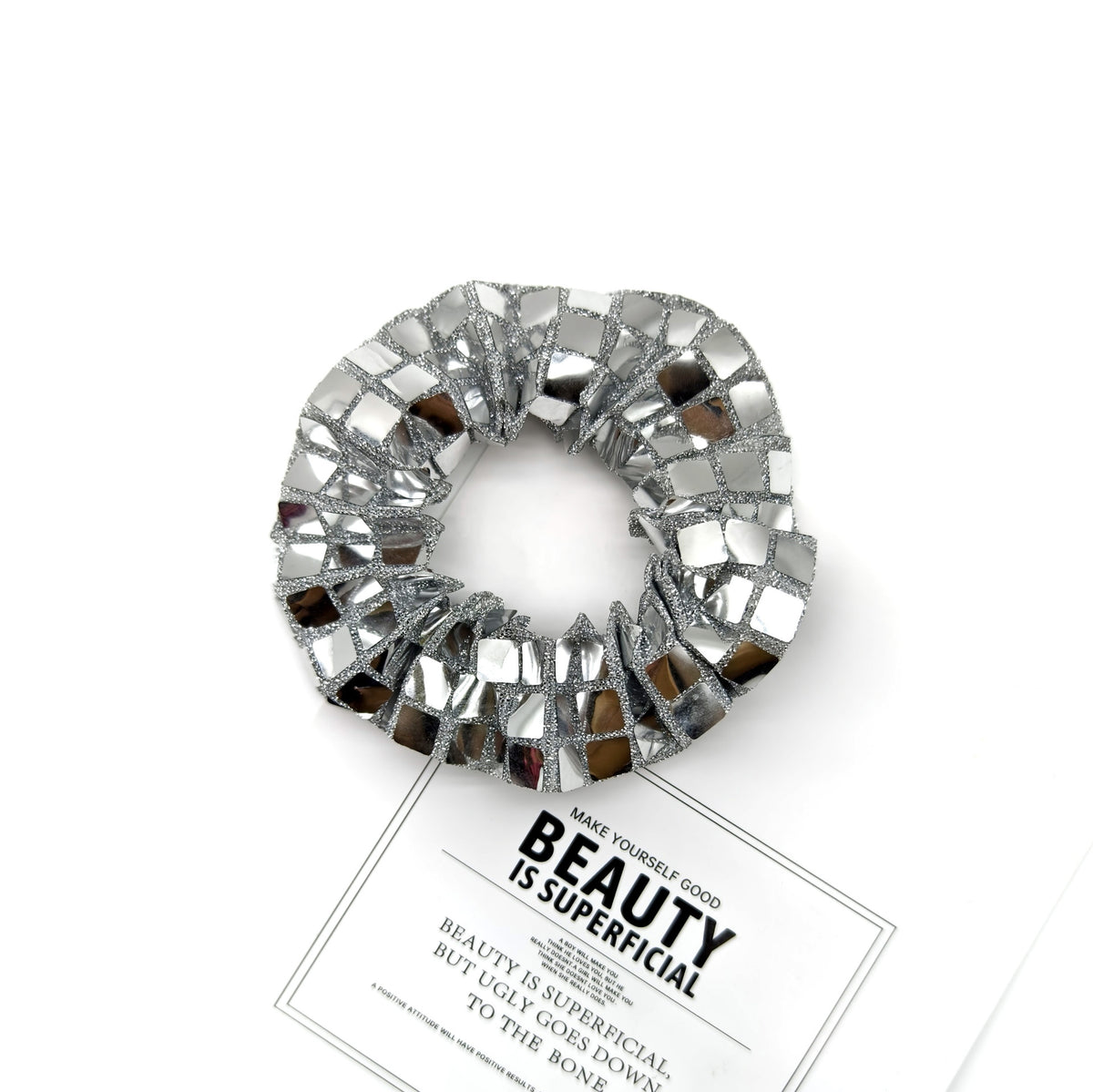 Square Sequin Party Hair Scrunchie - Silver