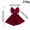 Velvet Bow Christmas Tree Topper with Long Tails - Small