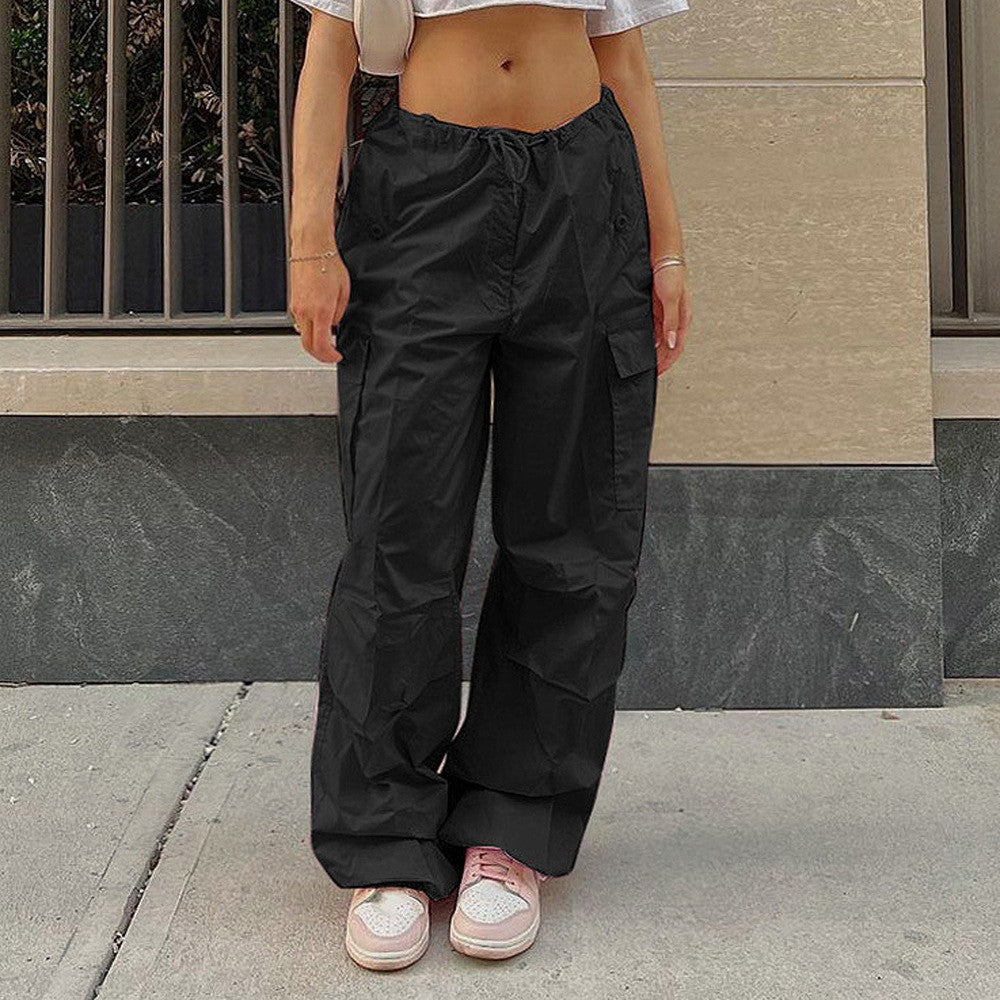 Baggy Wide Leg Drawstring Parachute Cargo Pants
