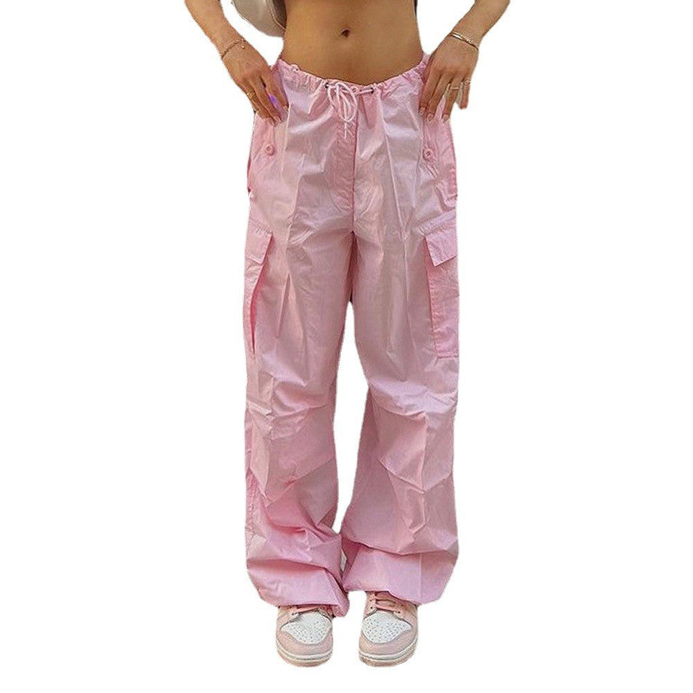 Baggy Wide Leg Drawstring Parachute Cargo Pants