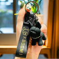 Bulldog Charm Wristlet Keychain - Black