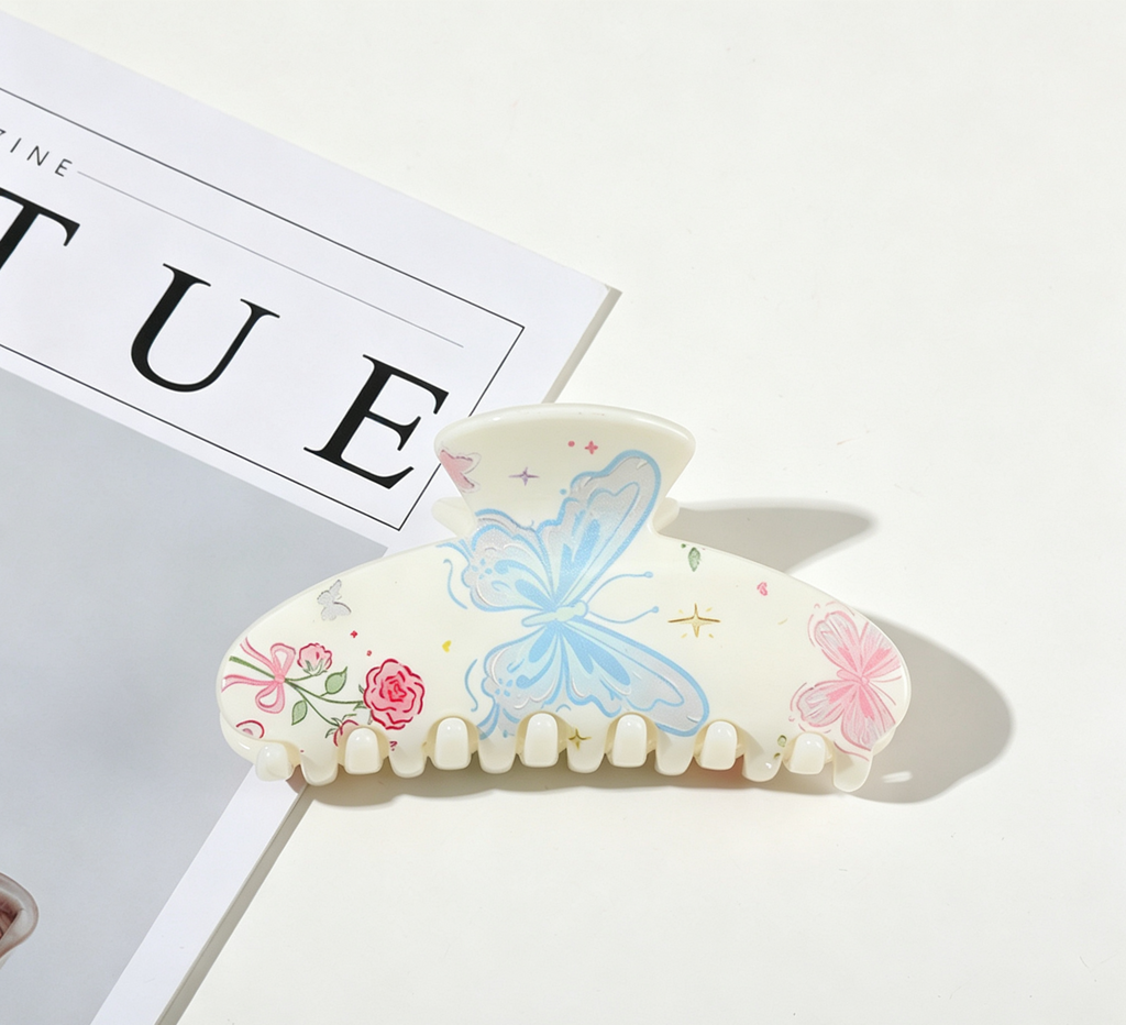 Butterfly Print Hair Claw Clip in Assorted Shapes - Color_01