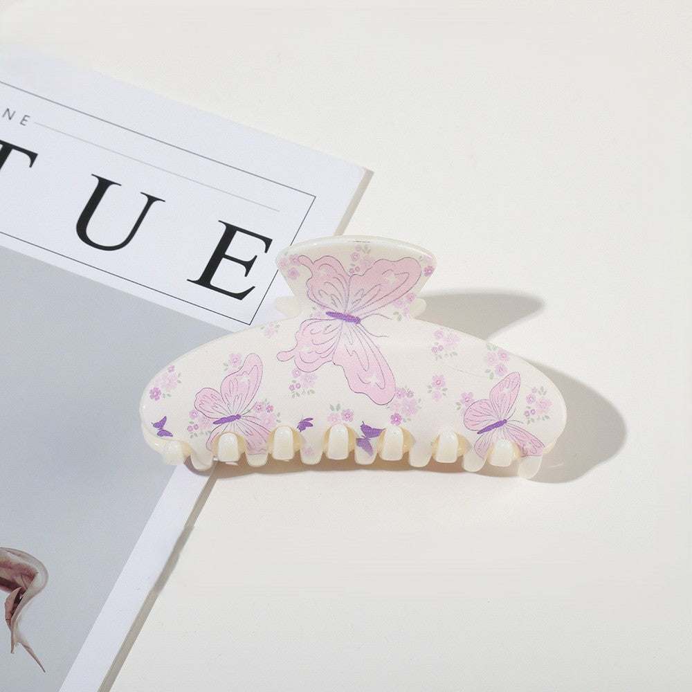 Butterfly Print Hair Claw Clip in Assorted Shapes - Color_02