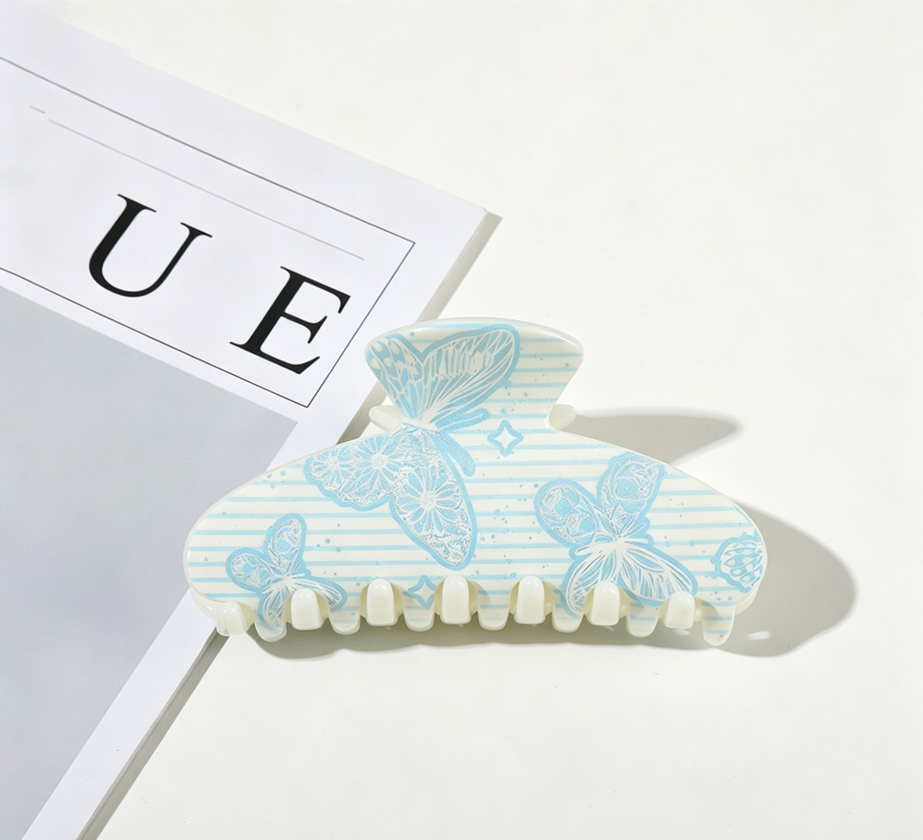 Butterfly Print Hair Claw Clip in Assorted Shapes - Color_05