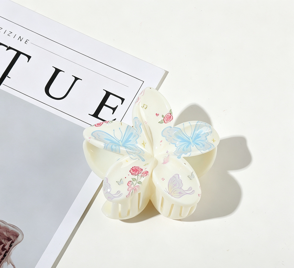 Butterfly Print Hair Claw Clip in Assorted Shapes - Color_07