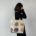 Painted Floral Canvas Shoulder Bag - Beige