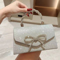 Rhinestone Bow Top Handle Evening Bag