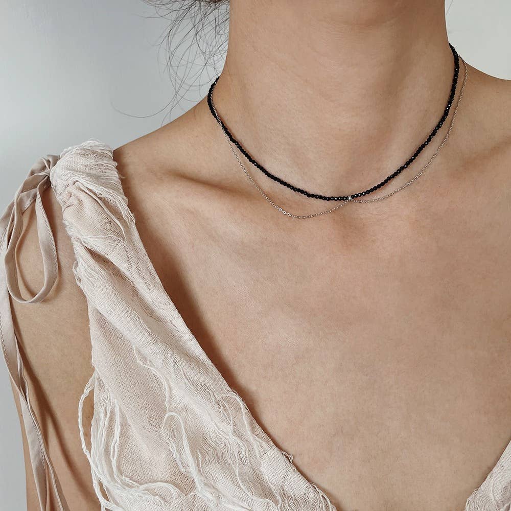 Layered Bead And Chain Choker Necklace