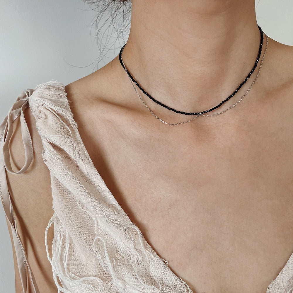 Layered Bead And Chain Choker Necklace - view 1
