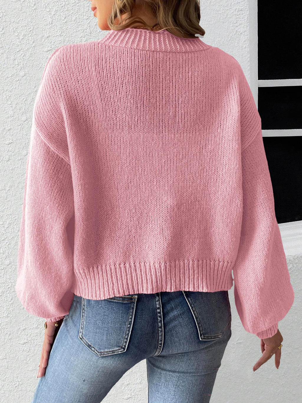Satin Bow Open Front Cropped Cardigan - Pink - 2