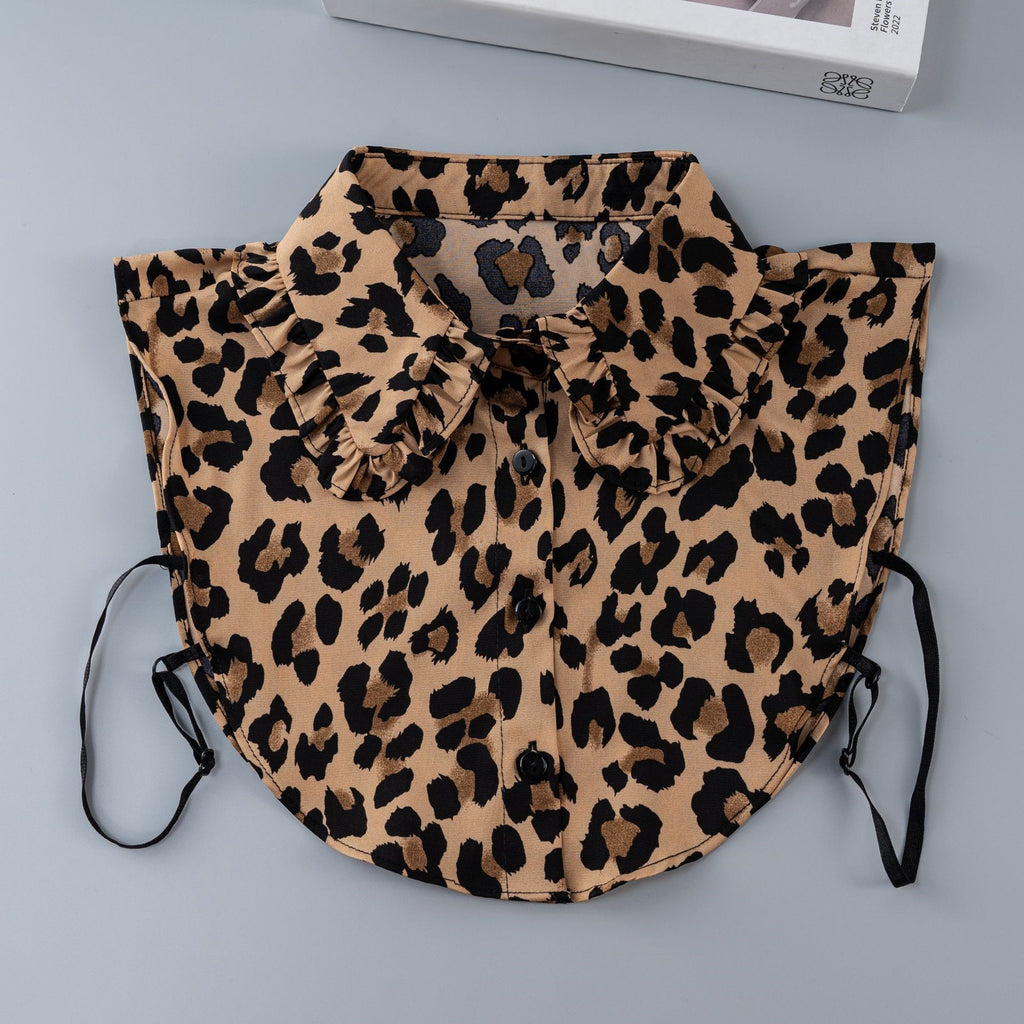 Detachable Faux Shirt Collar Dickey for Sweaters - Leopard