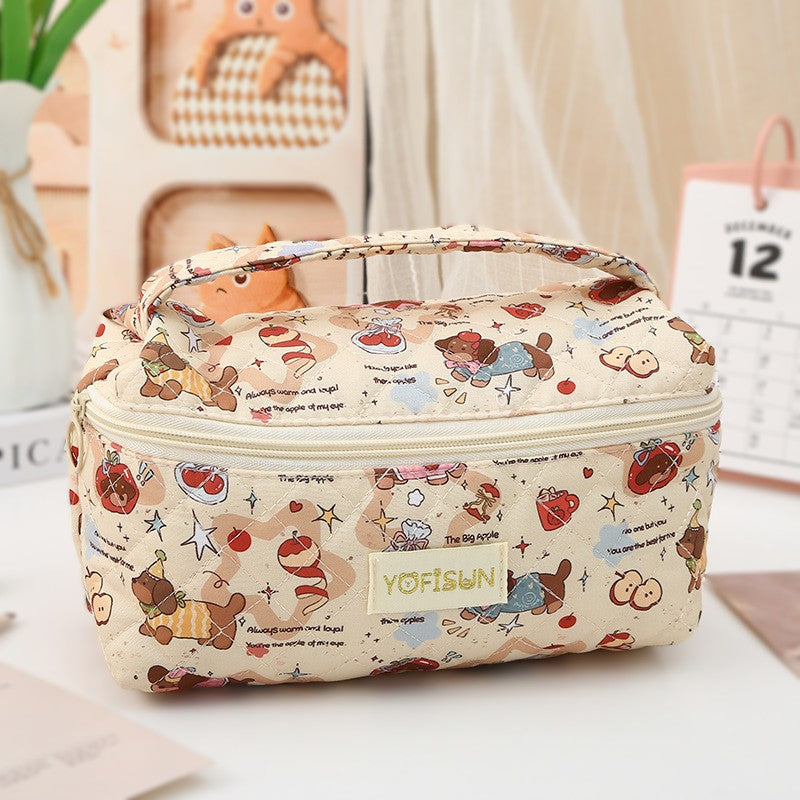 Padded Doodle Print Zip-Top Cosmetic Bag - C1