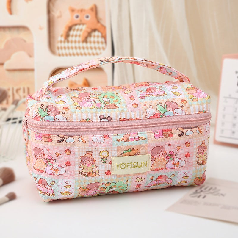 Padded Doodle Print Zip-Top Cosmetic Bag - C2