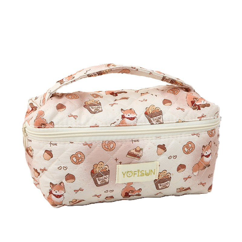Padded Doodle Print Zip-Top Cosmetic Bag - C5