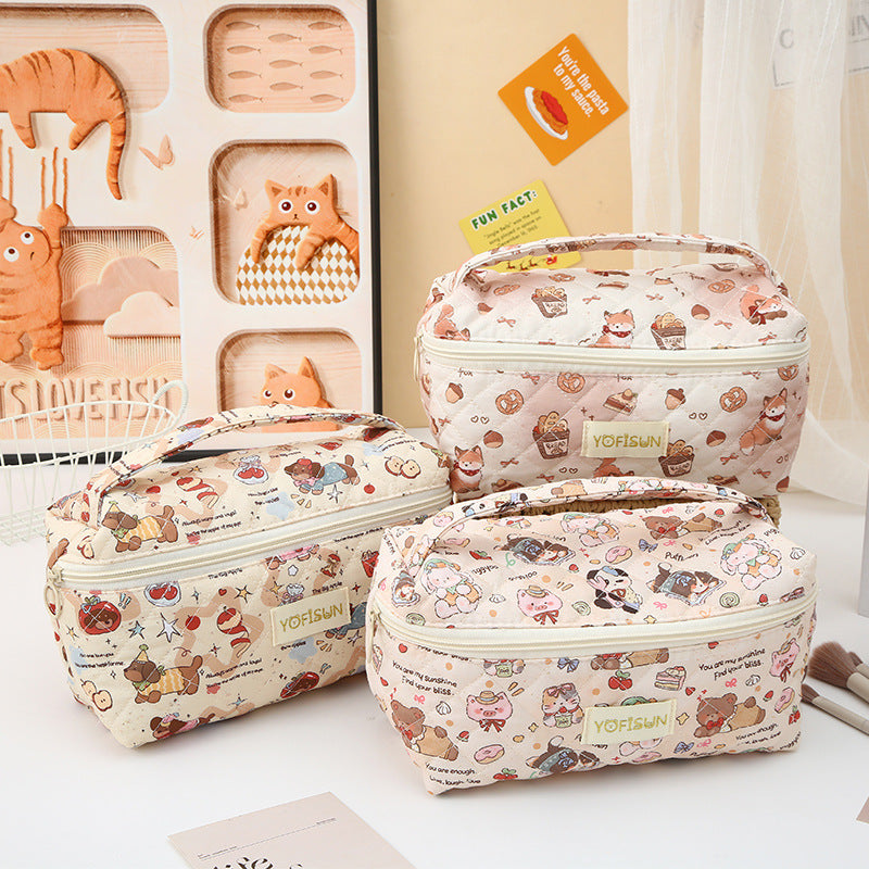 Padded Doodle Print Zip-Top Cosmetic Bag - view 3
