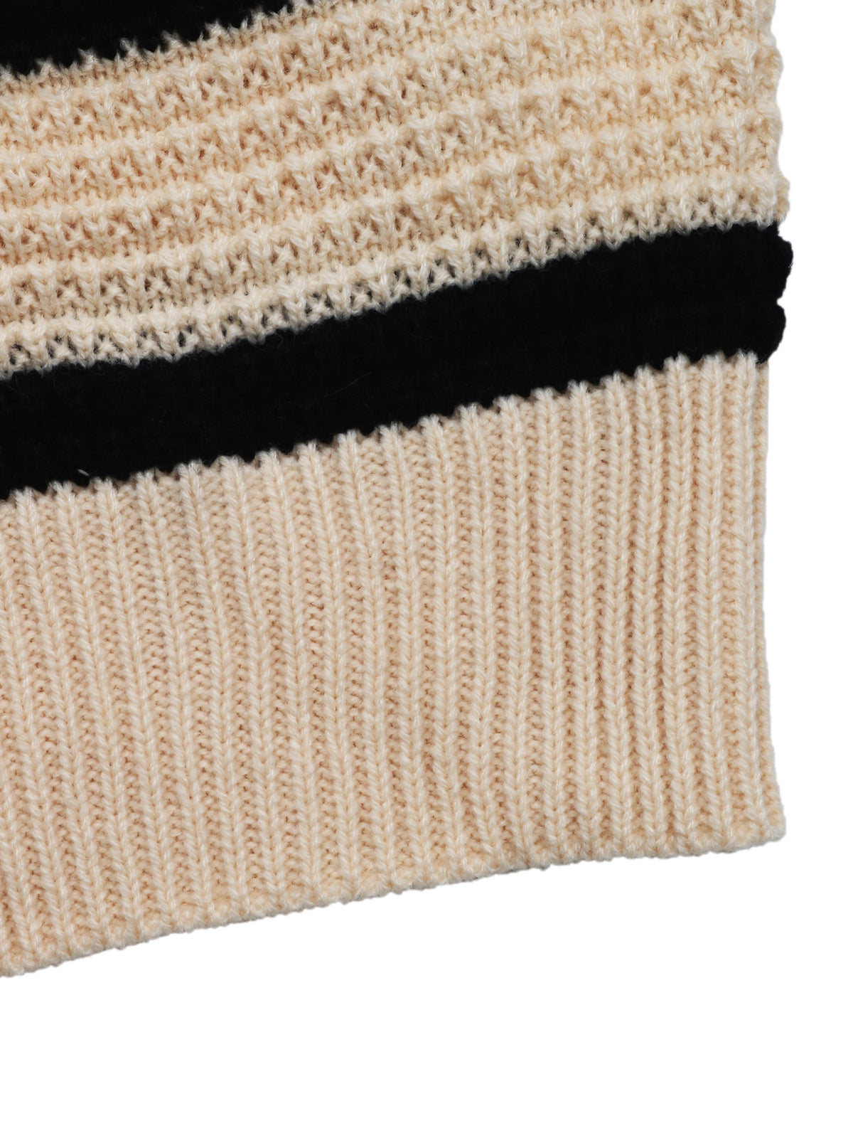 Striped Henley Button Placket Knit Sweater - Apricot - 4