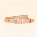 Skinny Rectangle Buckle Office Waist Belt - Milk-Tea