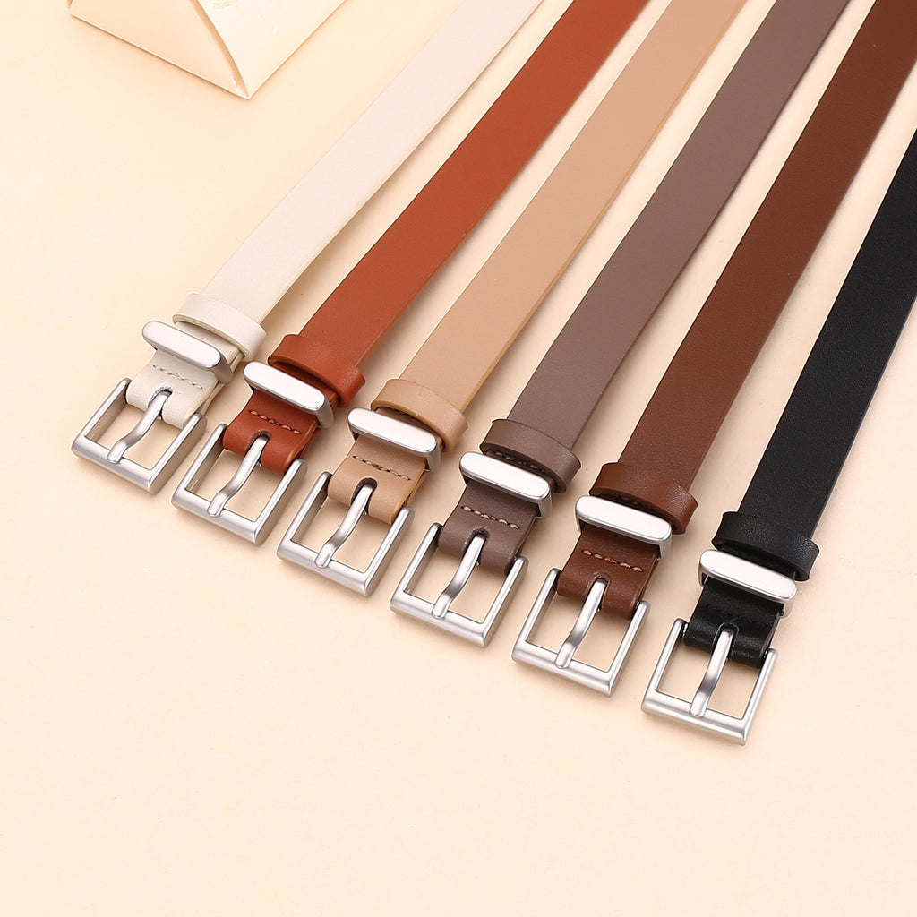 Skinny Rectangle Buckle Office Waist Belt