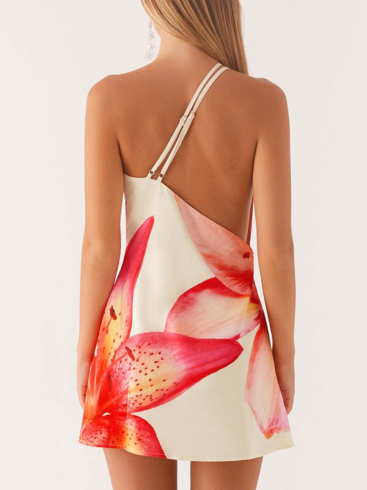 Watercolor Floral One Shoulder Mini Dress